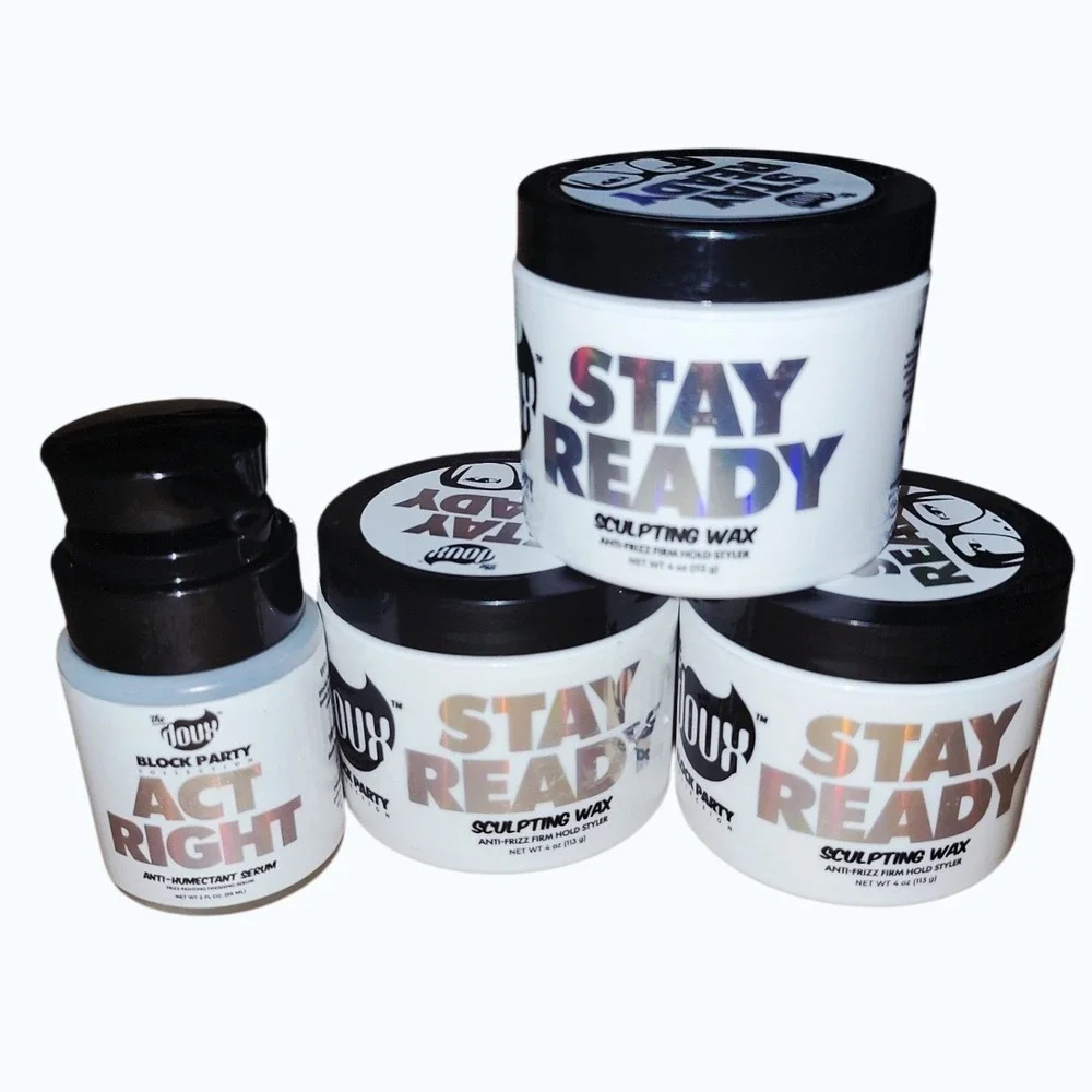 The Doux Block Party Stay Ready Sculpting Wax 4oz x3 + Act Right Serum 2oz Lot
